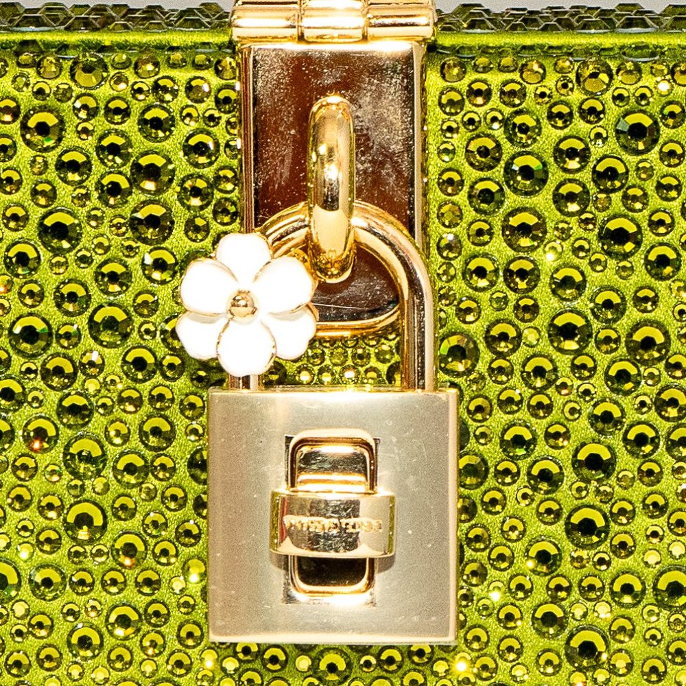 DOLCE & GABBANA Dolce & Gabbana Green Heat-Applied Rhinestones Dolce Box Chain C - Picture 3 of 3